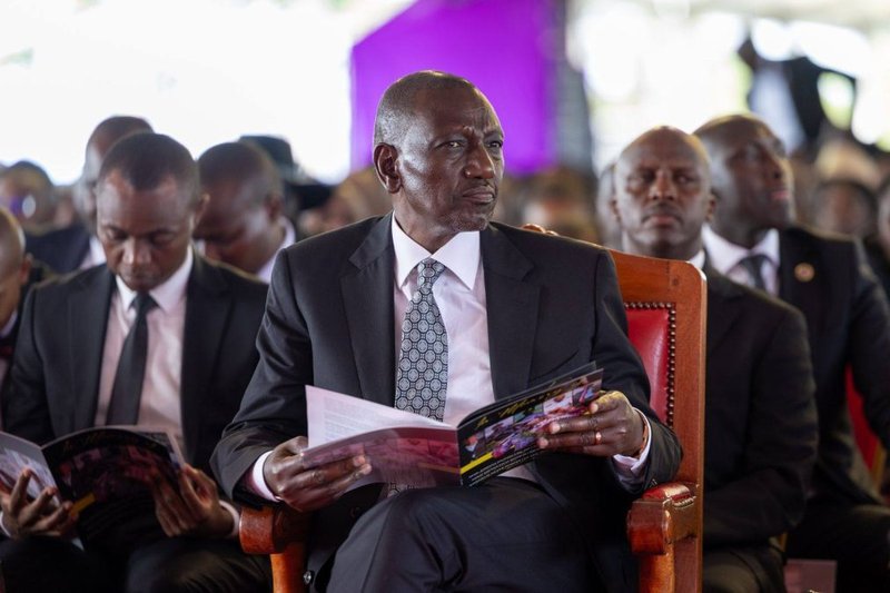 President William Ruto during the burial of Emurua Dikirr late Johana Ngeno where he pledged  financial  support for the families of helicopter crash victim. Photo/ file