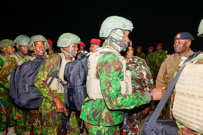 Some of the 208 police offices arriving from Haiti Peace Mission. The officers were recived at JKIA by Monica Juma and Inspector General Douglas Kanja.