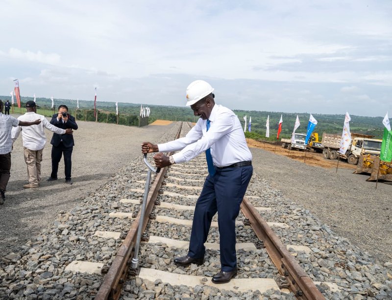 President William Ruto who today president the launch of SGR phase 2 has vowed to clean up managaement mess at Nairobi Hoospital: Photo/Courtesy